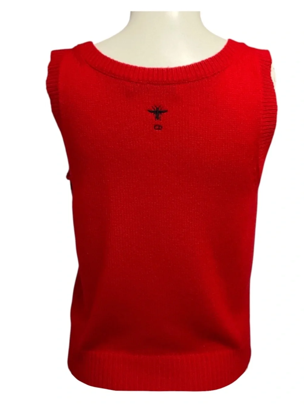 CHRISTIAN DIOR RED DIOR TRIBALES CASHMERE CARDIGAN AND MATCHING TOP TWIN SET